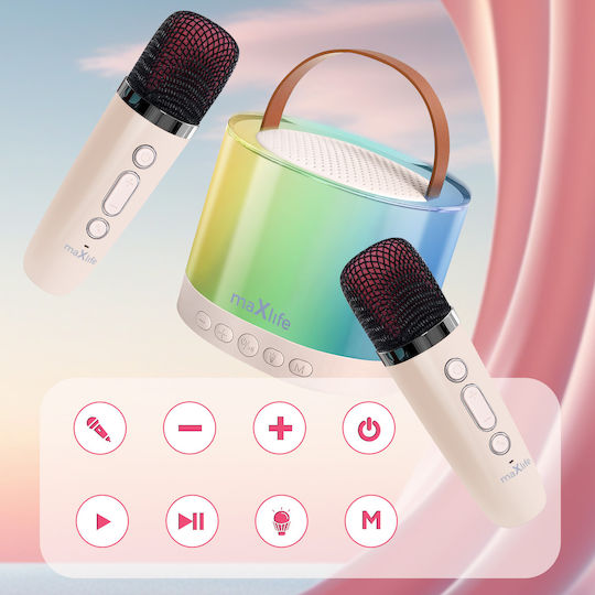 Maxlife Boxă Karaoke cu Microfoane Fără Fir și Efecte de Iluminare MXKS-200 Alb