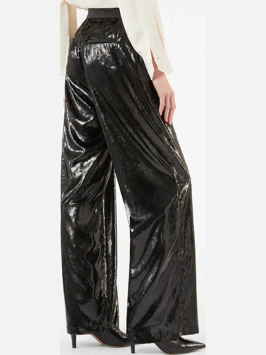 Women's Fabric Trousers Wide Line Black