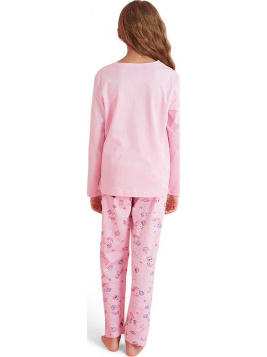 Sexen Kinder Schlafanzug Winterlich Baumwoll Pink