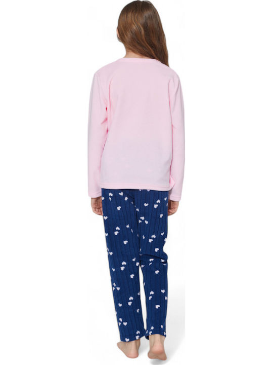 Sexen Kinder Schlafanzug Winterlich Fleece Pink