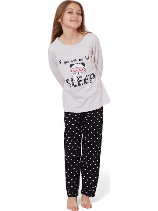 Sexen Kinder Schlafanzug Winterlich Baumwoll Gray