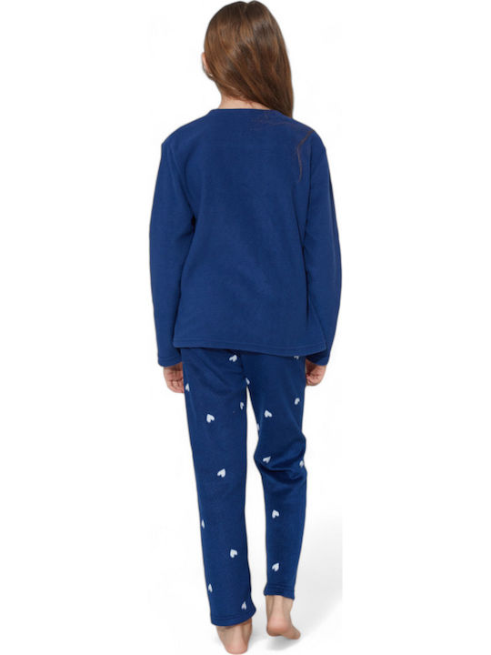 Sexen Kinder Schlafanzug Winterlich Fleece Blue