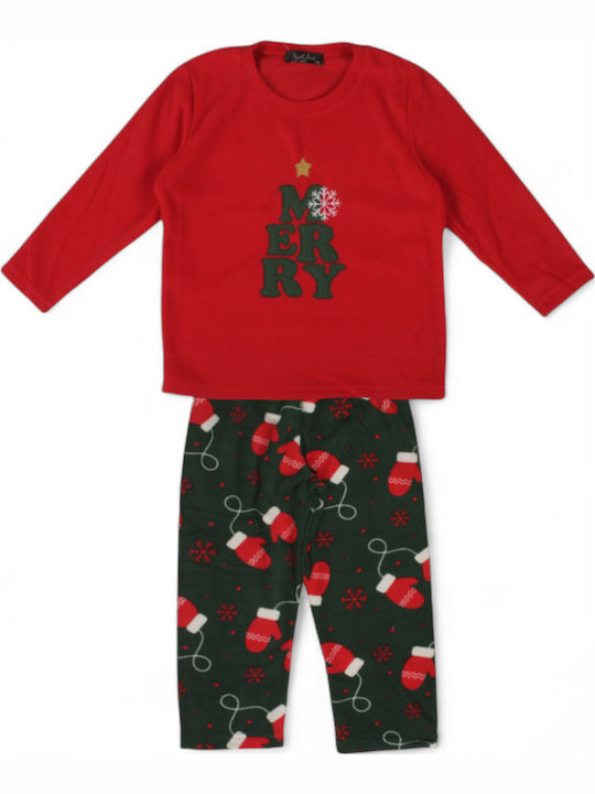 Sexen Kinder Schlafanzug Winterlich Fleece red