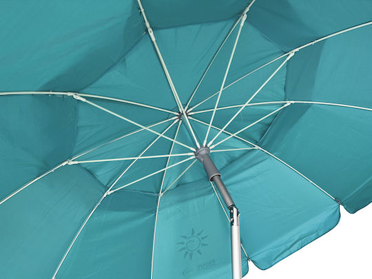 Escape Folding Beach Umbrella Aluminum Diameter 2.2m with UV Protection and Air Duct Turquoise