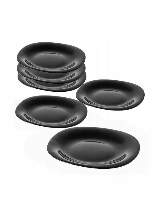 Kadax 6x Dessert Plate 21cm Black Plate Set Cake