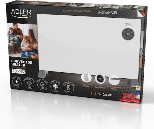 Adler Θερμοπομπός Δαπέδου 2000W με Ηλεκτρονικό Θερμοστάτη Λευκός