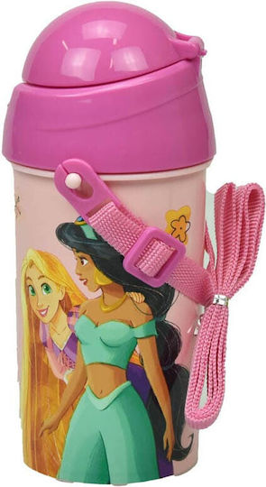 Alouette Princesses Kids Water Bottle Plastic with Straw 500ml