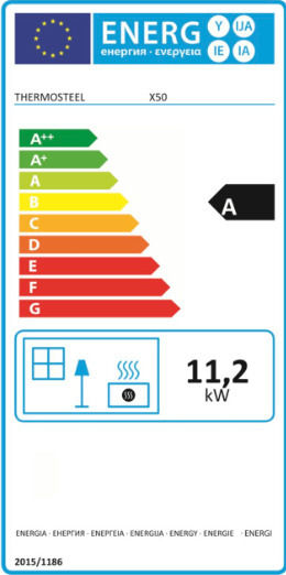 Thermosteel Oțel Soba pe lemne cu Cuptor 11.2kW Gri