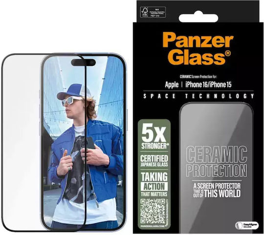 Panzerglass Ceramic Screen Protector Iphone 16 15 6.1" Ultra-wide Fit 2853