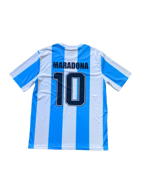 Maradona Football Jersey Argentina National Team Anniversary White Blue Balón De Oro Unisex Fj316