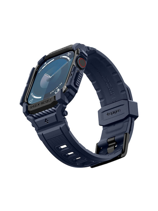 Spigen Rugged Armor Pro Silicone Case in Blue color for Apple Watch Series 10 - 46mm