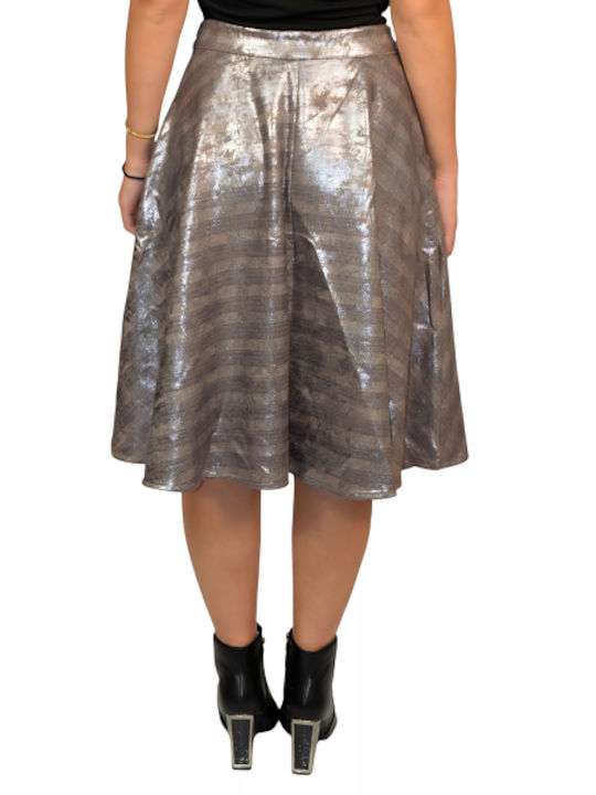 Morena Spain Leather Midi Skirt BRONZE