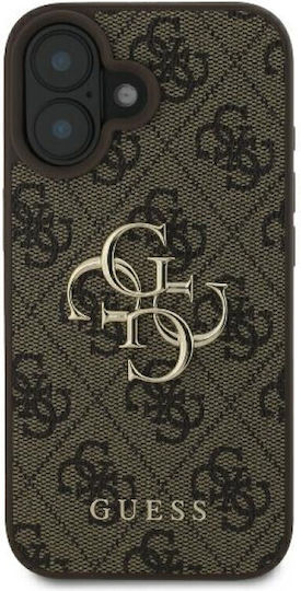 Guess Logo Umschlag Rückseite Synthetisches Leder Braun (iPhone 16)