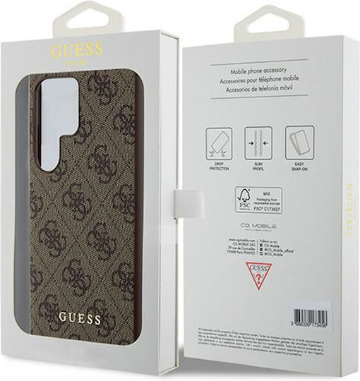 Guess Back Cover Plastic / Synthetic Leather / Tempered Glass Gold (Galaxy S24 Ultra)