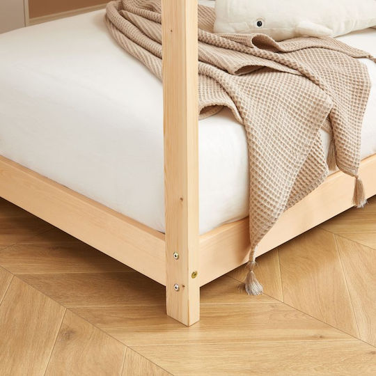 Kinderbett Montessori Einzeln Beige für Matratze 90x200cm
