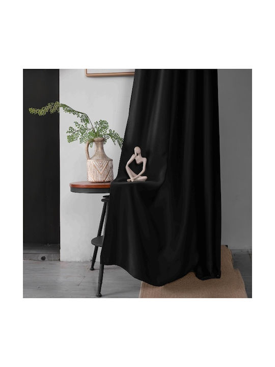 SpitiBazaar Perdea Fereastră Cu Coafură Neagră 270x280cm