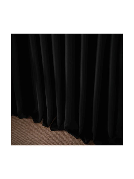 SpitiBazaar Perdea Fereastră Cu Coafură Neagră 270x280cm