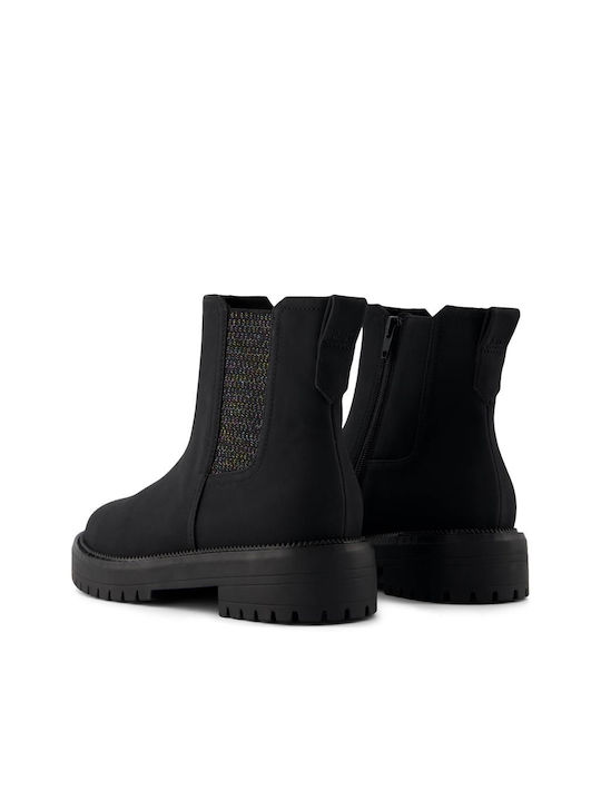 Toms Kids Leather Boots with Zipper Black