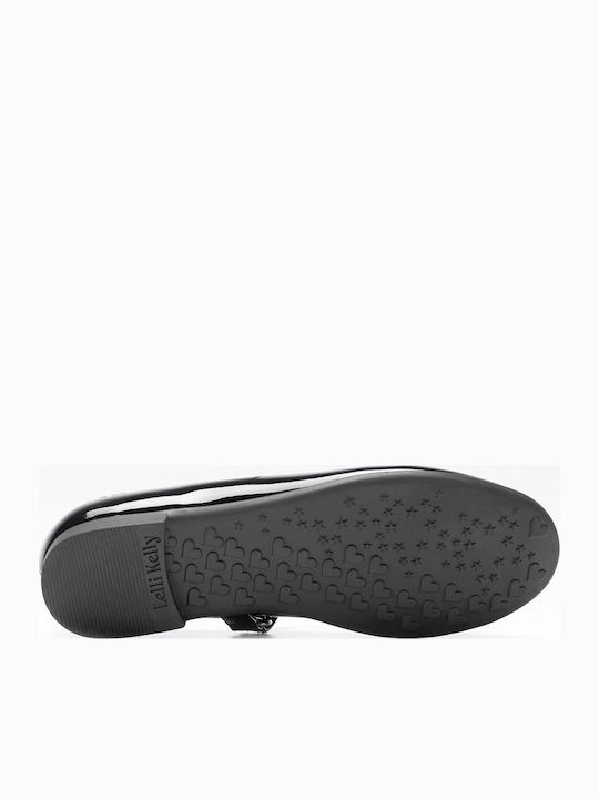 Kids Anatomic Patent Leather Ballerinas with Hoop & Loop Closure Black
