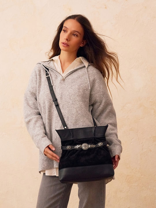 Everyday Love Leather Women's Shoulder and Crossbody Bag Black 24.E.002-36
