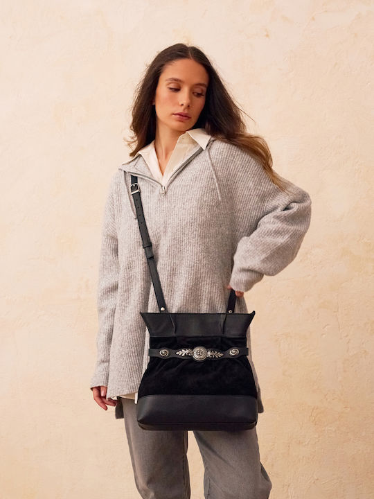 Everyday Love Leather Women's Shoulder and Crossbody Bag Black 24.E.002-36