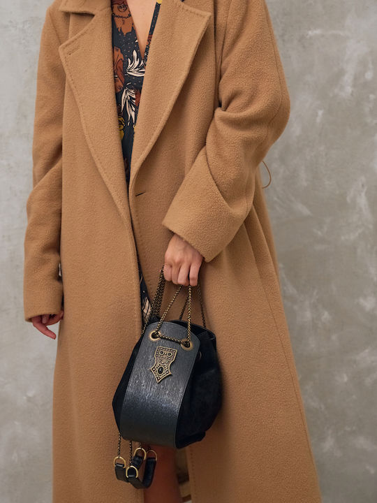 Round Love Leather Women's Shoulder and Crossbody Bag Suede Black 24.E.002-37