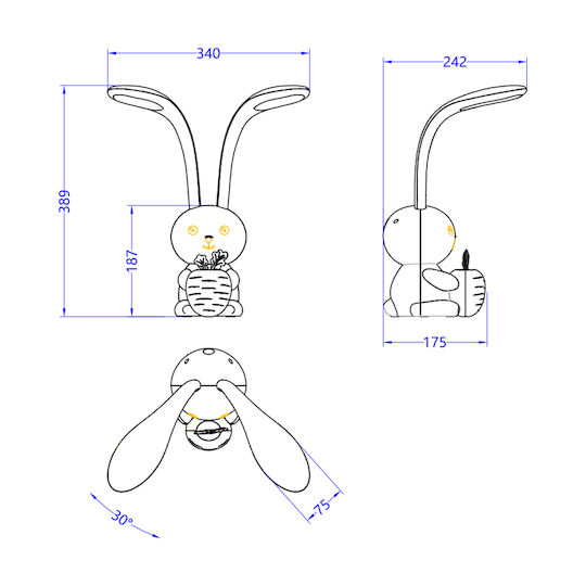 HomeMarkt Led Kids Desk Lamp Touch Badoo Rabbit with Design Projection White