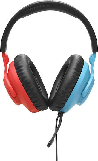 JBL Quantum 100N Over Ear Gaming Headset με σύνδεση 3.5mm Μπλε / Κόκκινο for Nintendo Switch / PC / PS4 / PS5 / XBOX