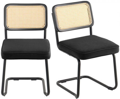 Scaune Sala de mese Catifelate Negru 2buc 45x57x83.5buc