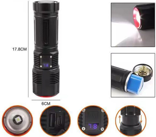 Lumină de lucru și de sit, cu baterie Proiector de Mână LED Negru
