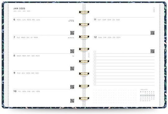 Filofax A5 Garden Dusk Săptămânal Agenda 2025 Spiral