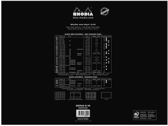 Rhodia Carnet 80 Foi A3 cu Pagini Albe Negru