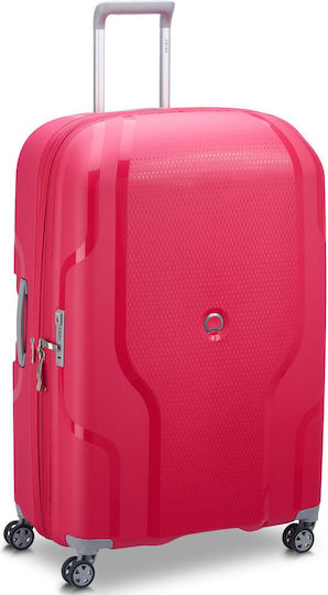 Delsey Large Travel Suitcase Magenta with 4 Wheels Height 82.5cm