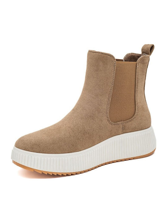 Damen Knöchelstiefel Beige