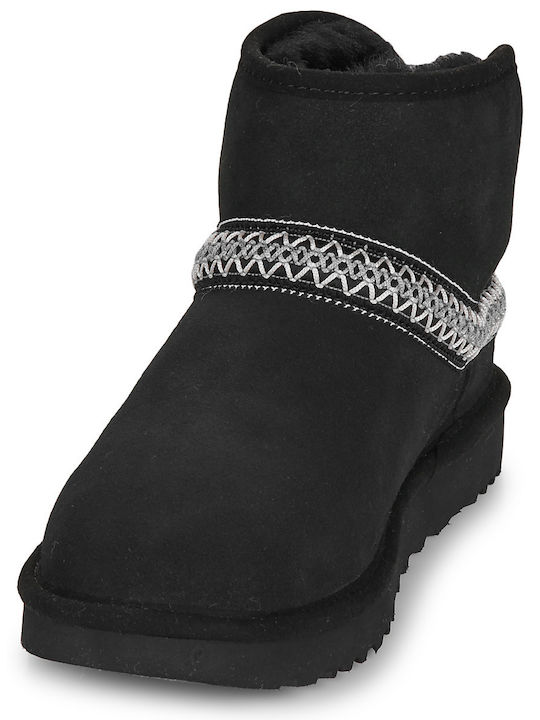 Classic Mini Crescent Suede Women's Ankle Boots Black