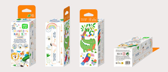 Drawing Roll Kit 2 M Includes Stickers 4 Wax Colored Pencils Safari Haku Yoka