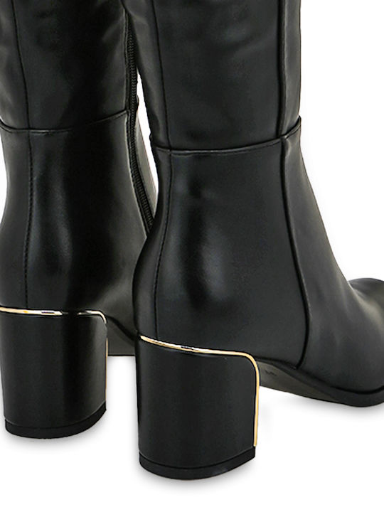 Damenstiefel mit mittlerem Absatz Schwarz