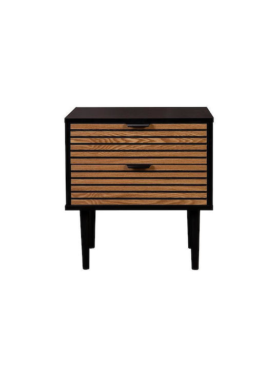 Brooklyn Bedside Table Metal With Glass Surface Black 48x35x50cm