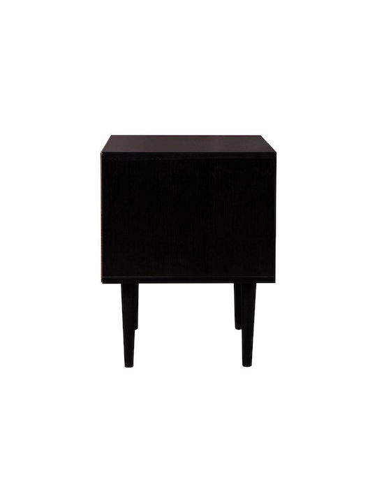 Brooklyn Bedside Table Metal With Glass Surface Black 48x35x50cm