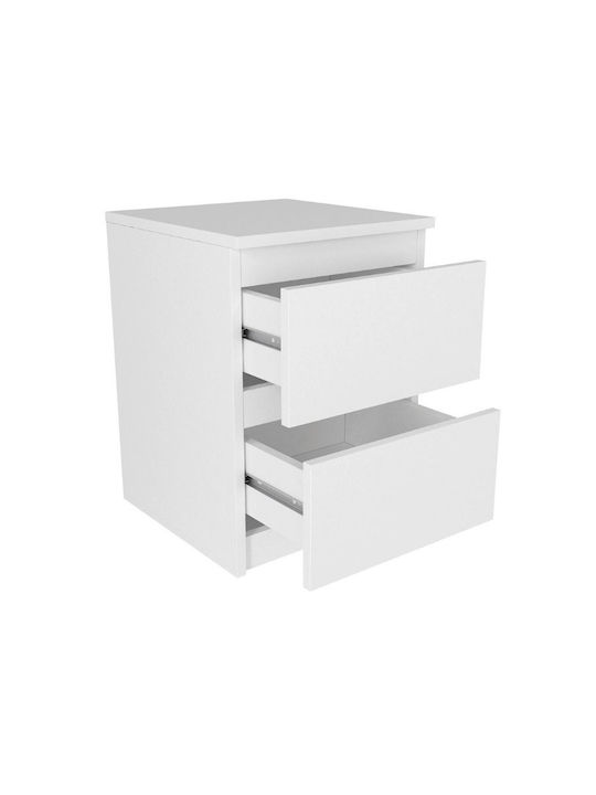 Bedside Table Breve Wooden White 39.8x41.8x55cm