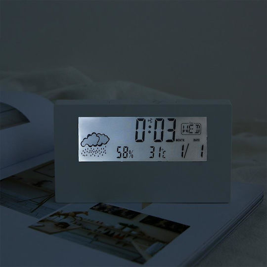 Kadio 2158l Масов Дигитален Часовник LCD с Будилник Бял 13754