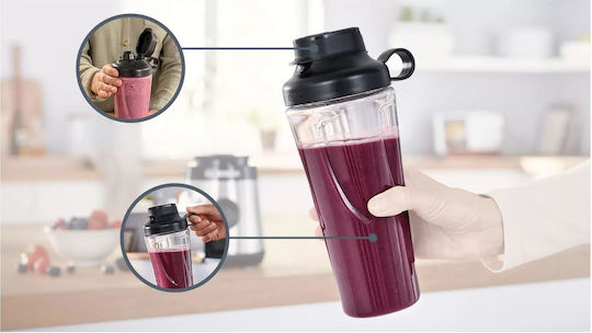 Bosch To-Go-Flasche + Messer kompatibel mit Bosch Vitapower Blender Serie 4 Serie 2