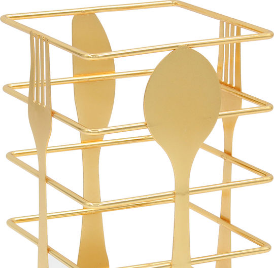 Keskor Abtropfgestell für Besteck Metallisch Gold 10x10x17cm