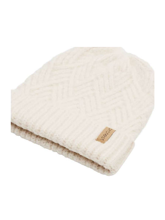 Beanie Γυναικείος Σκούφος Πλεκτός σε Λευκό χρώμα