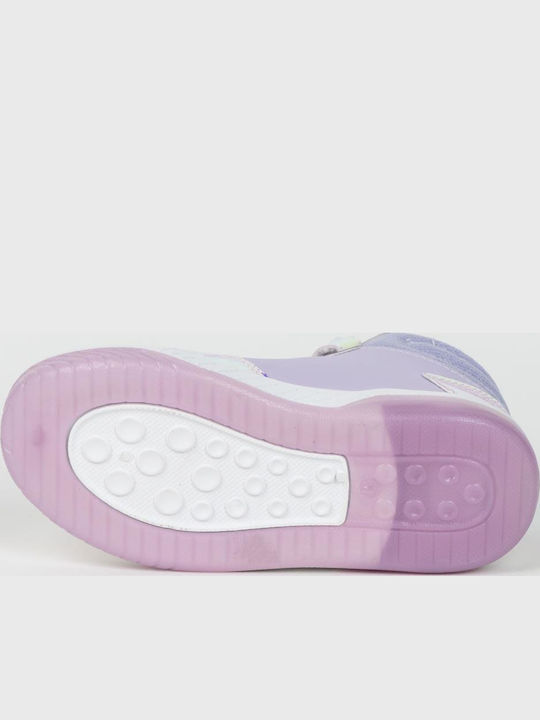 Kids Sneakers High with Scratch & Lights Lilac