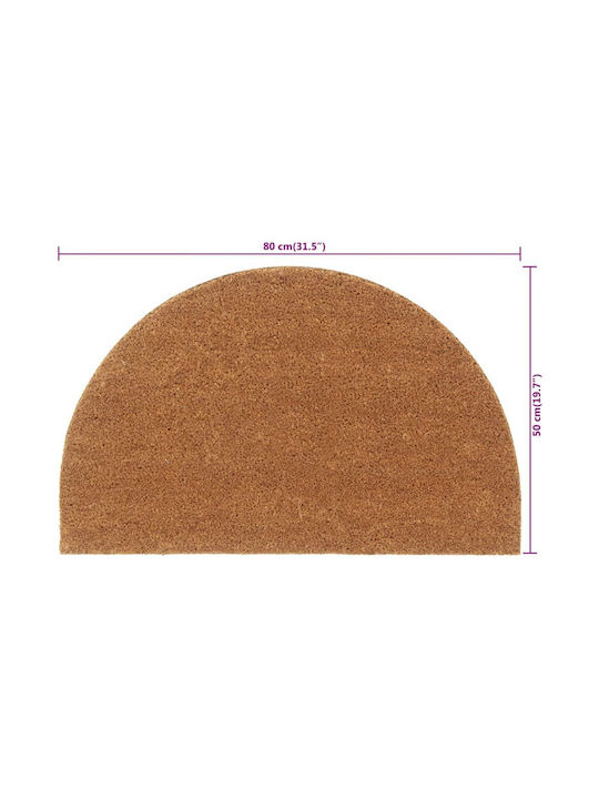vidaXL Entrance Mat Semicircular made of Coir with Anti-slip Backing Brown 50x80cm