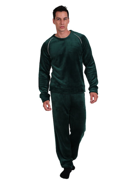 Lydia Creations Men's Winter Velvet Pajamas Set Cypress