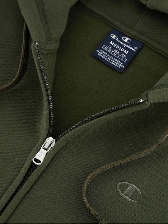 Champion Men Hooded Full Zip Sweatshirt Green