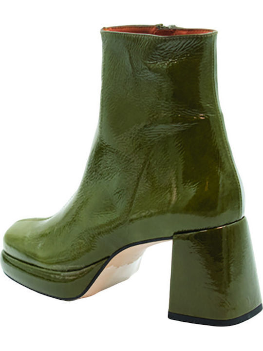 Leder Stiefeletten Damen Grün