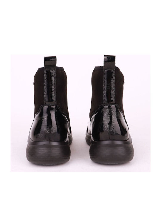 Ghete Dama de Piele cu Platformă Negru P-817-Negru